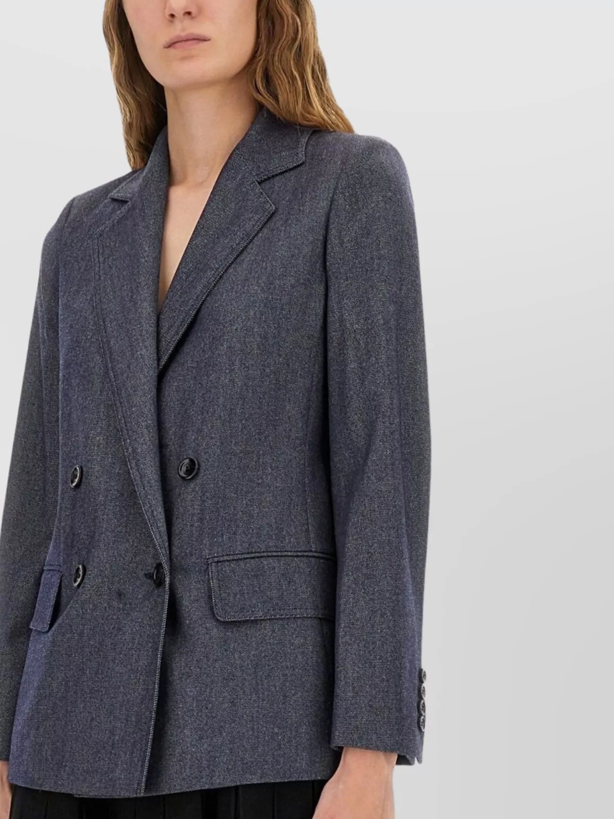 Max Mara Wool Jacket With Notched Lapels And Back Vent In Blue