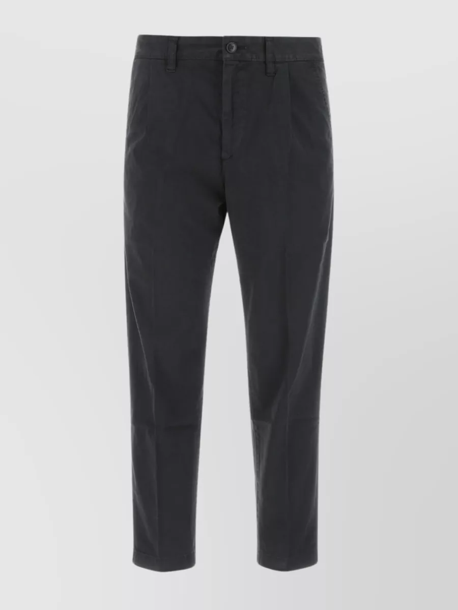 Shop Hugo Boss Cotton Pant With Stretch And Belt Loops In Grey