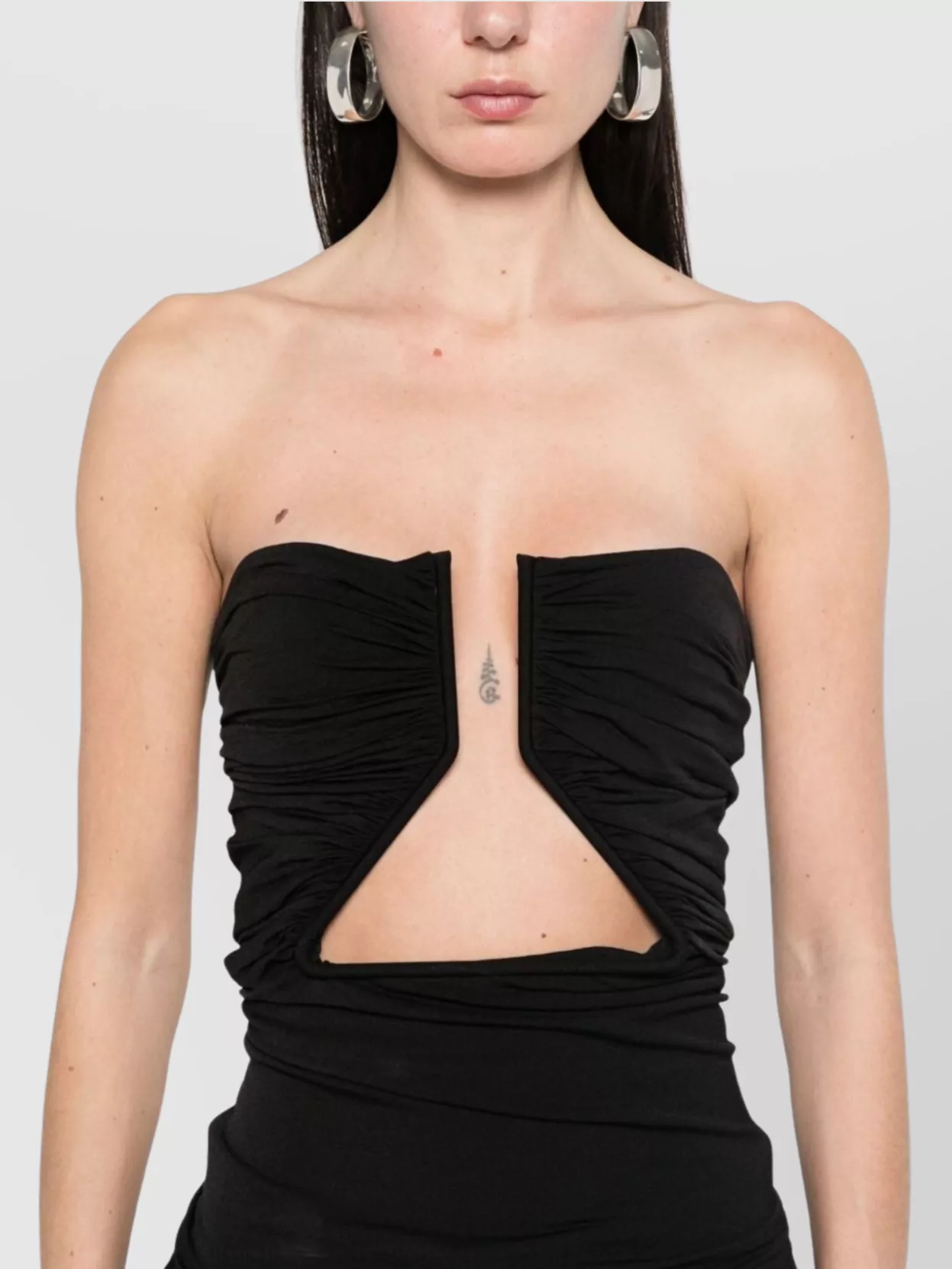 Rick Owens Ruched Design Cut-out Bustier Top In Brown