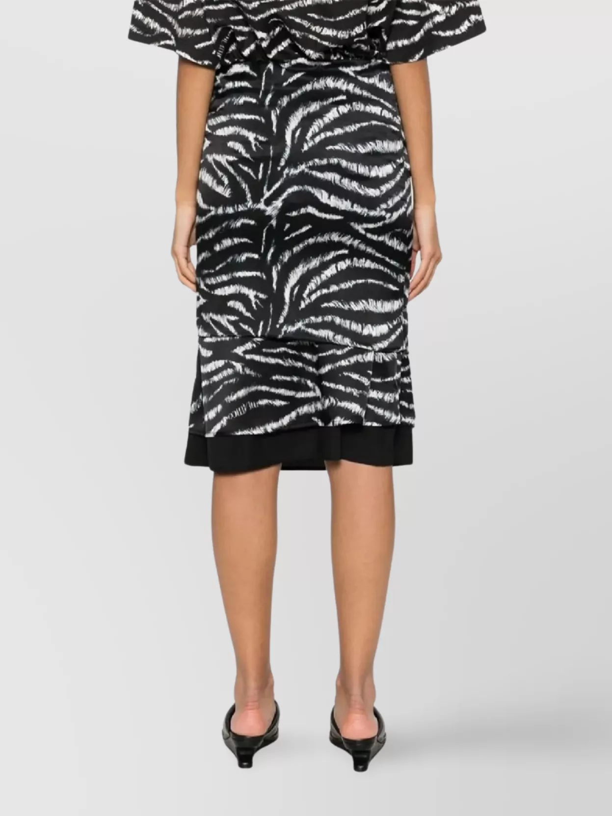 The Attico Layered Animal Print Knee-Length Skirt