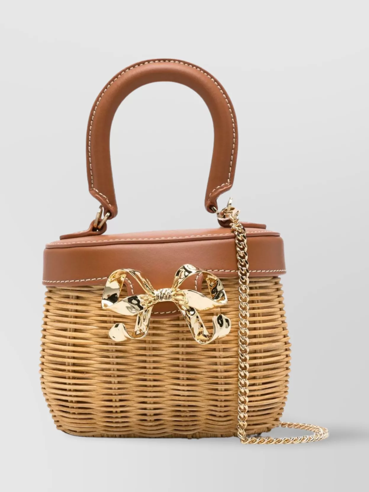 Self-Portrait Bow Detail Wicker Basket Bag
