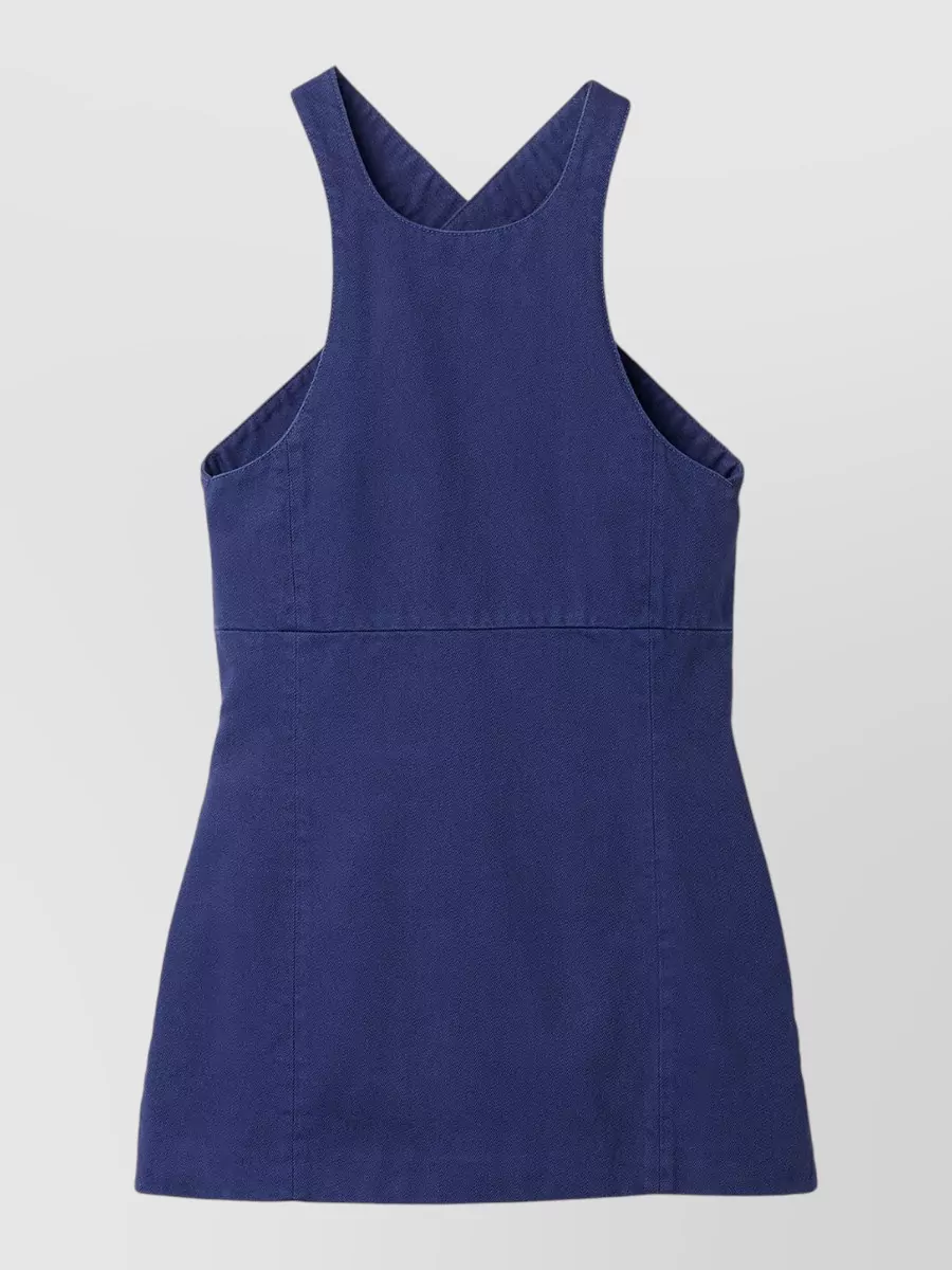 Miu Miu Cotton Gabardine Sleeveless Halterneck Backless Mini Dress