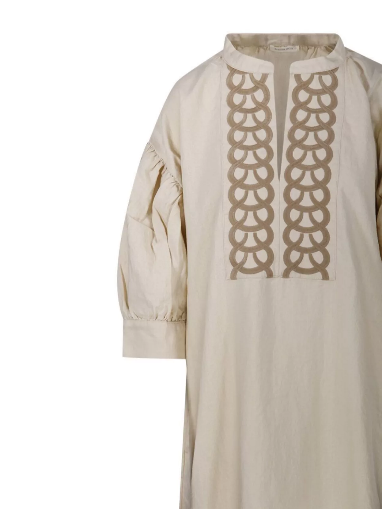 By Malene Birger Embroidered Detail Midi Length Puff Sleeves Dress