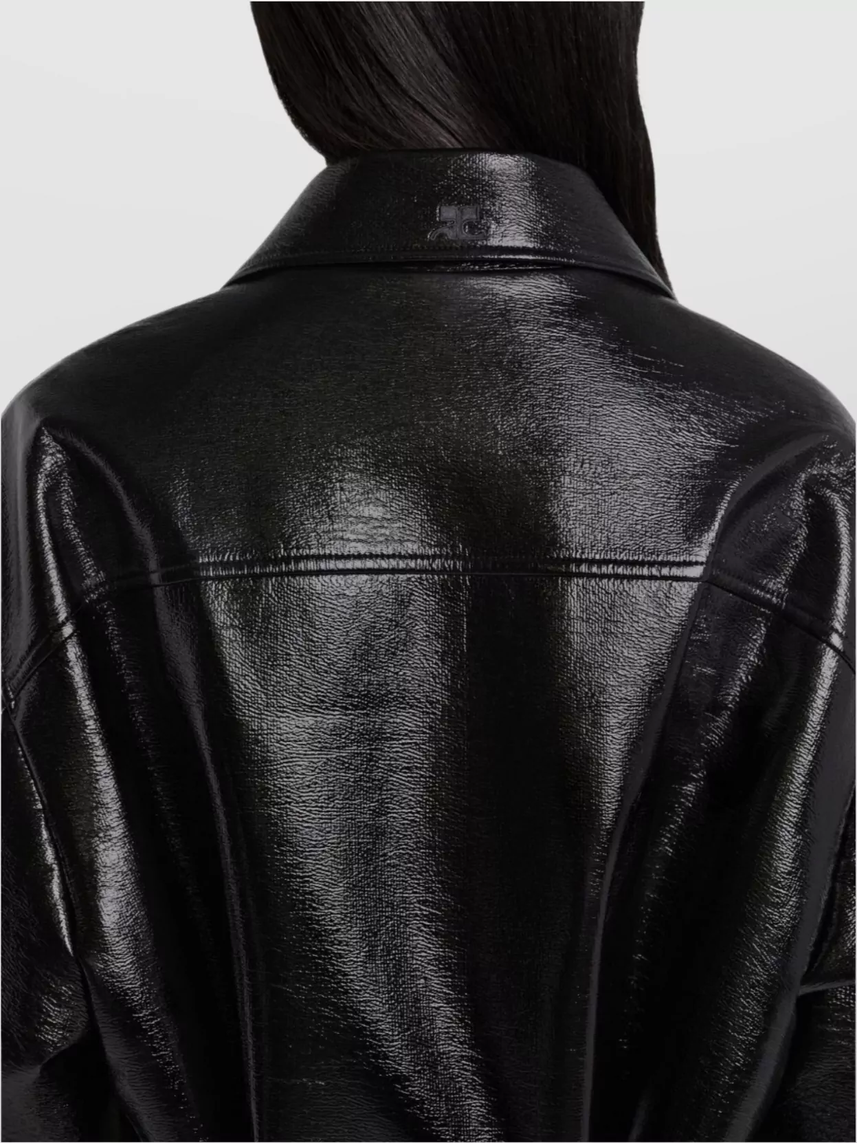 Courrèges Long Vinyl Bomber Jacket With Belted Waist