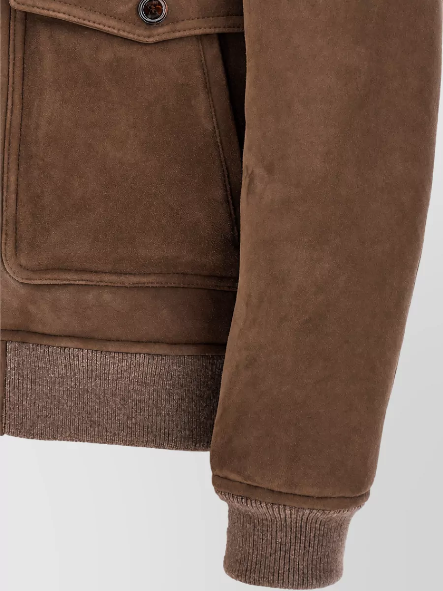 Moorer Suede Shearling Bomber Jacket