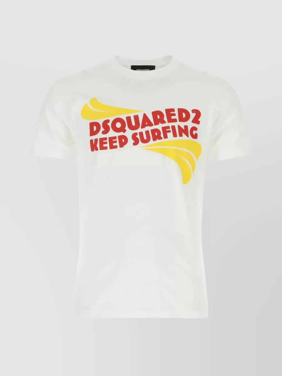 Dsquared2 Keep Surfing Cotton T-shirt In White