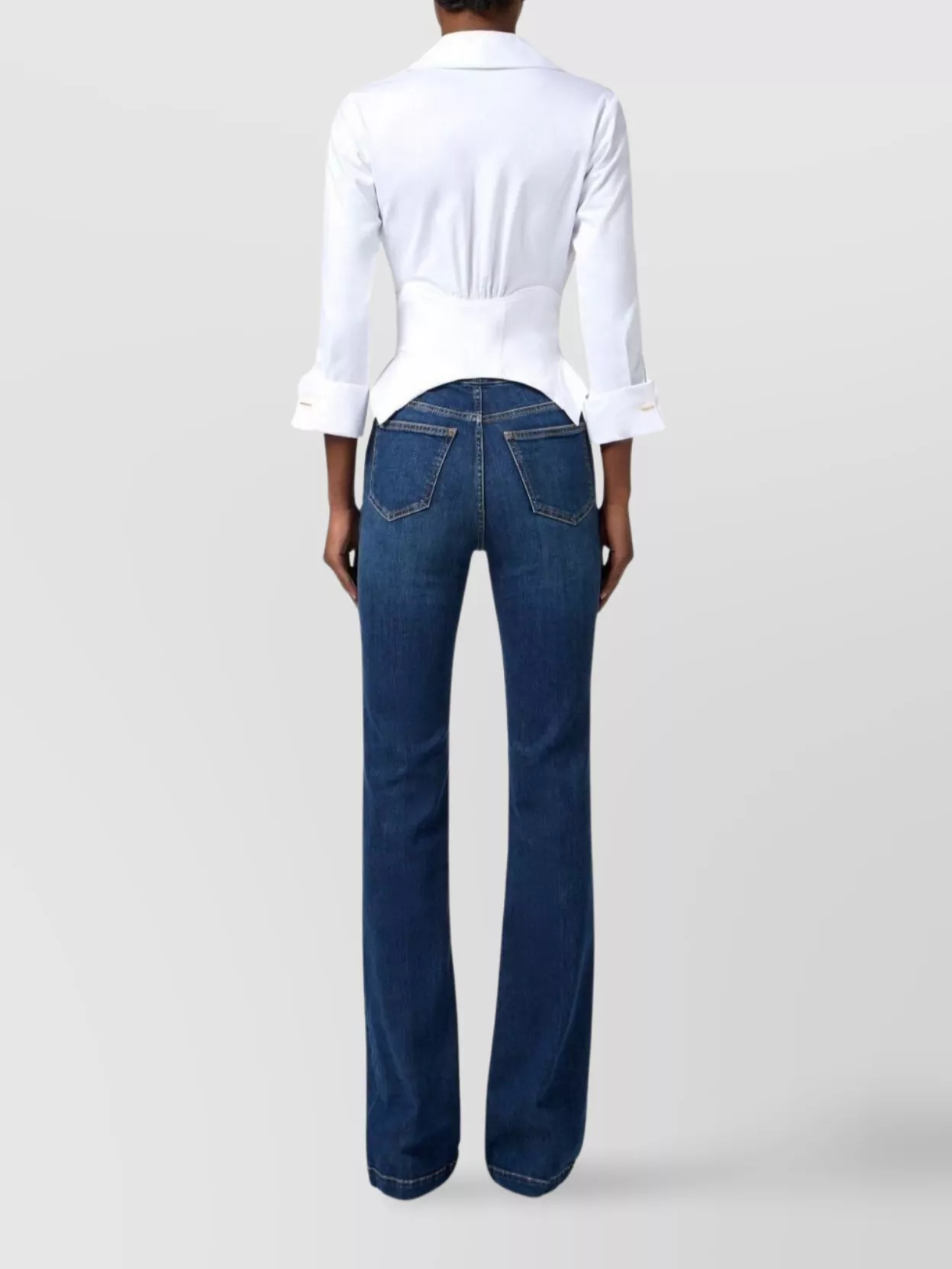 Elisabetta Franchi V-Neck Long Sleeve Top With Gold Buttons