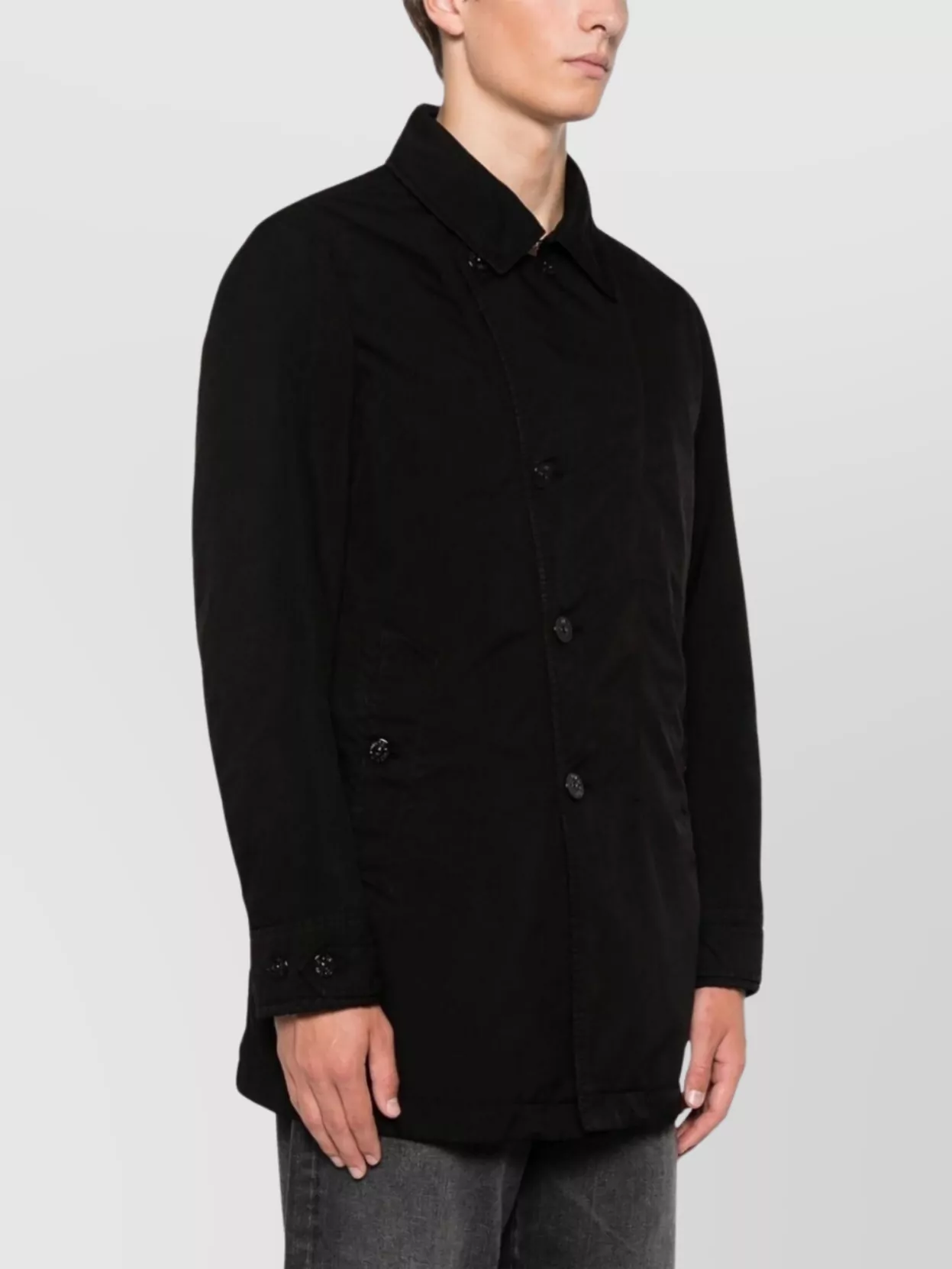 Stone Island Long Jacket Side Pockets