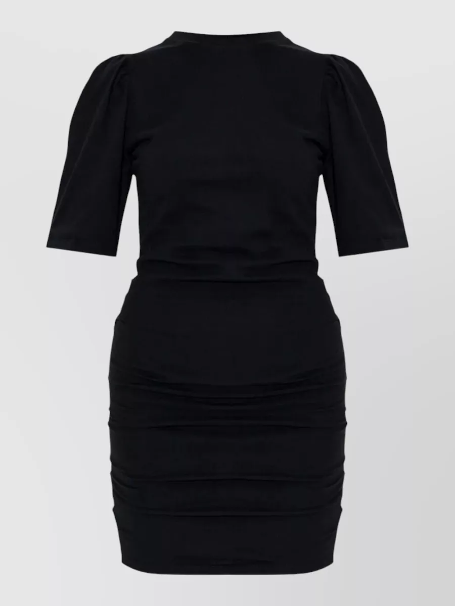 Isabel Marant Mylda Cotton Dress Crew Neck Puff Sleeves