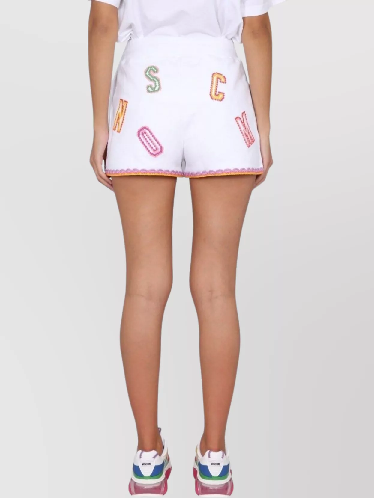 Moschino Logo Embroidered Bermuda Shorts With Elastic Waistband