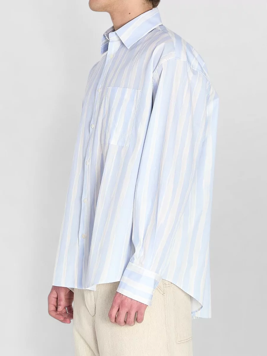 Jacquemus Striped Cotton Poplin Oversized Shirt
