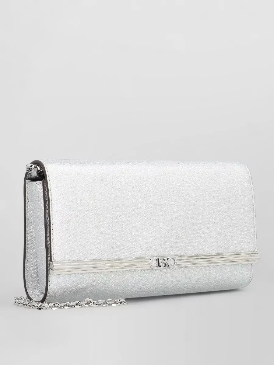 Michael Kors Clutch Bag Metallic Finish Chain Strap