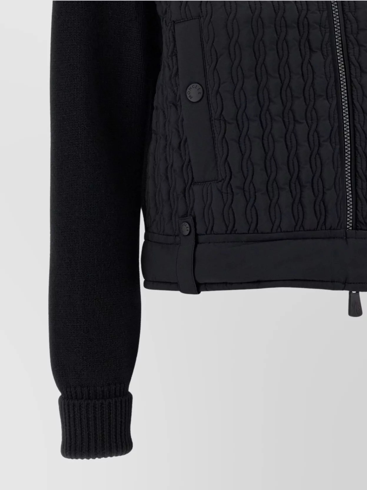 Moncler Grenoble Knit Cardigan With Ribbed Cuffs And High Collar