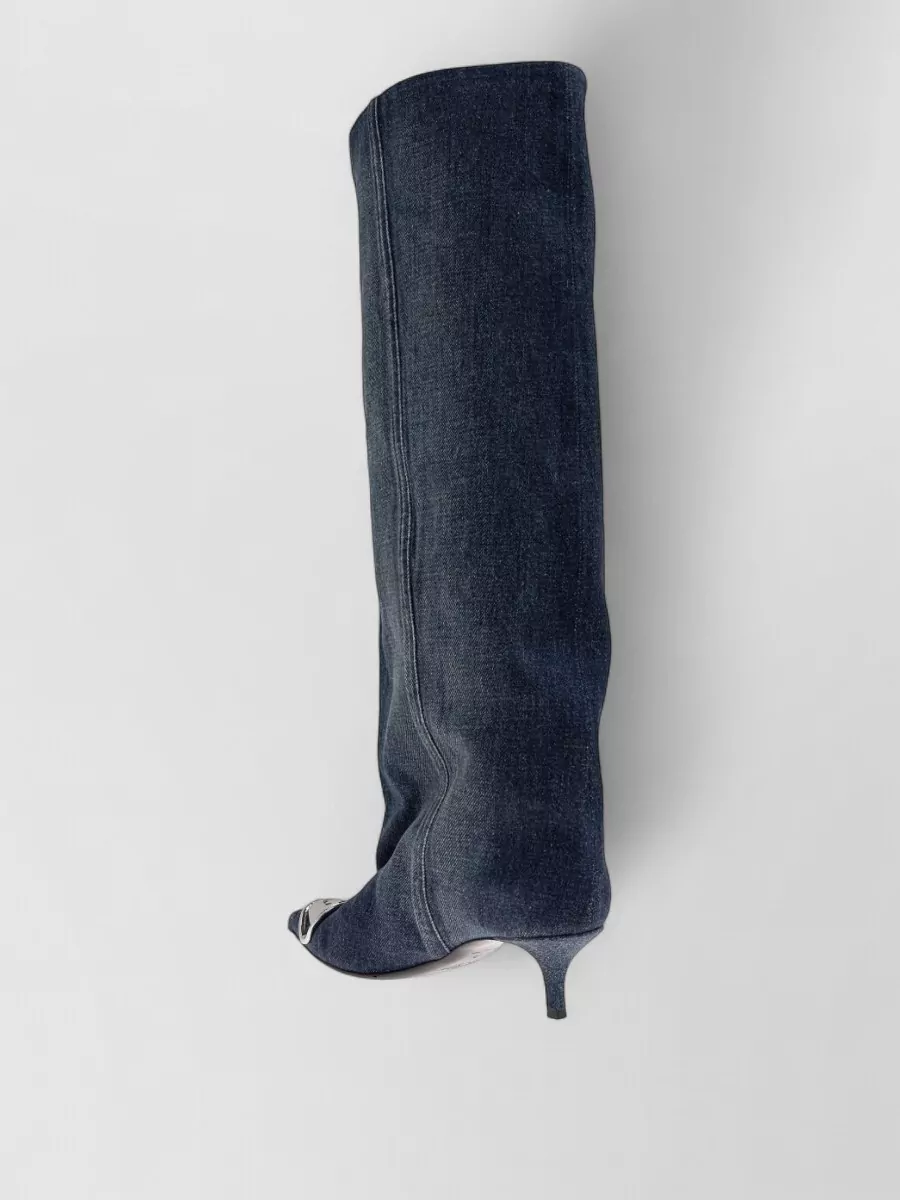 Diesel Venus Denim Boots Kitten Heel Knee Length