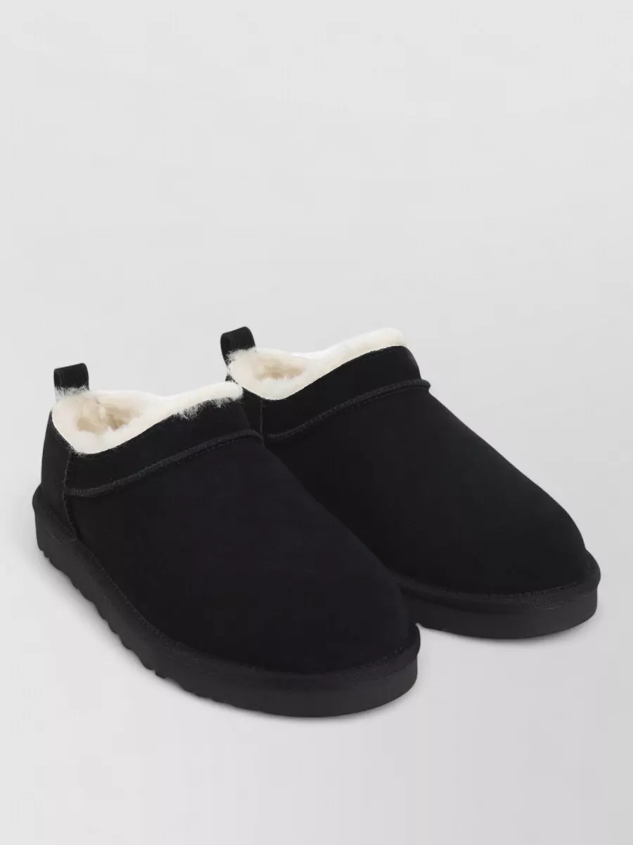 Ugg Micro Boots Round Toe Rubber Sole Design In Black