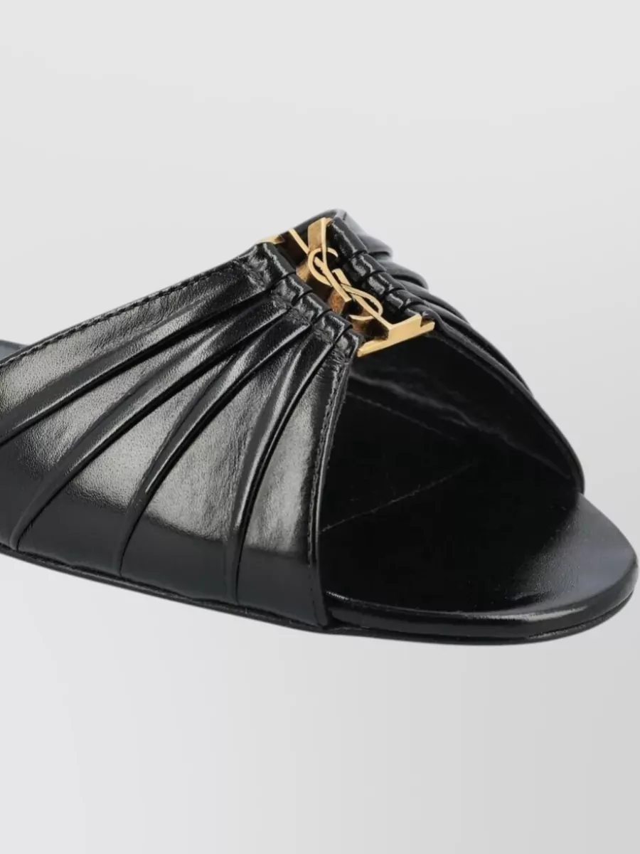 Saint Laurent Leather Gathered Slides