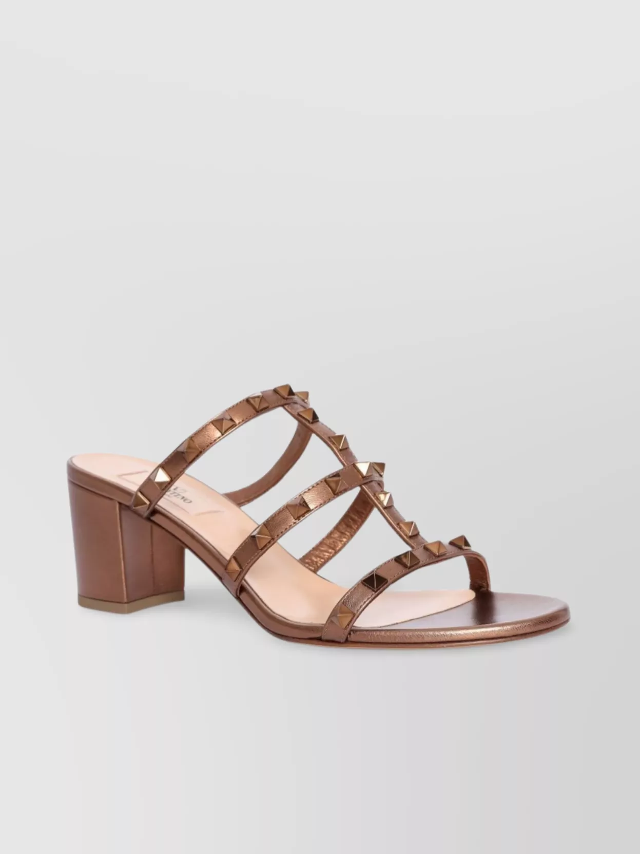 Valentino Studded Block Heel Leather Sandals