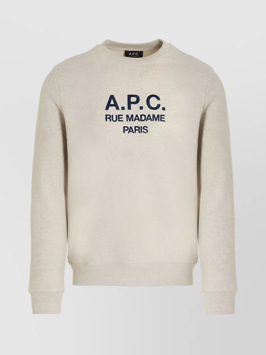 Shop Apc Organic Cotton Logo Sweatshirt In Grey