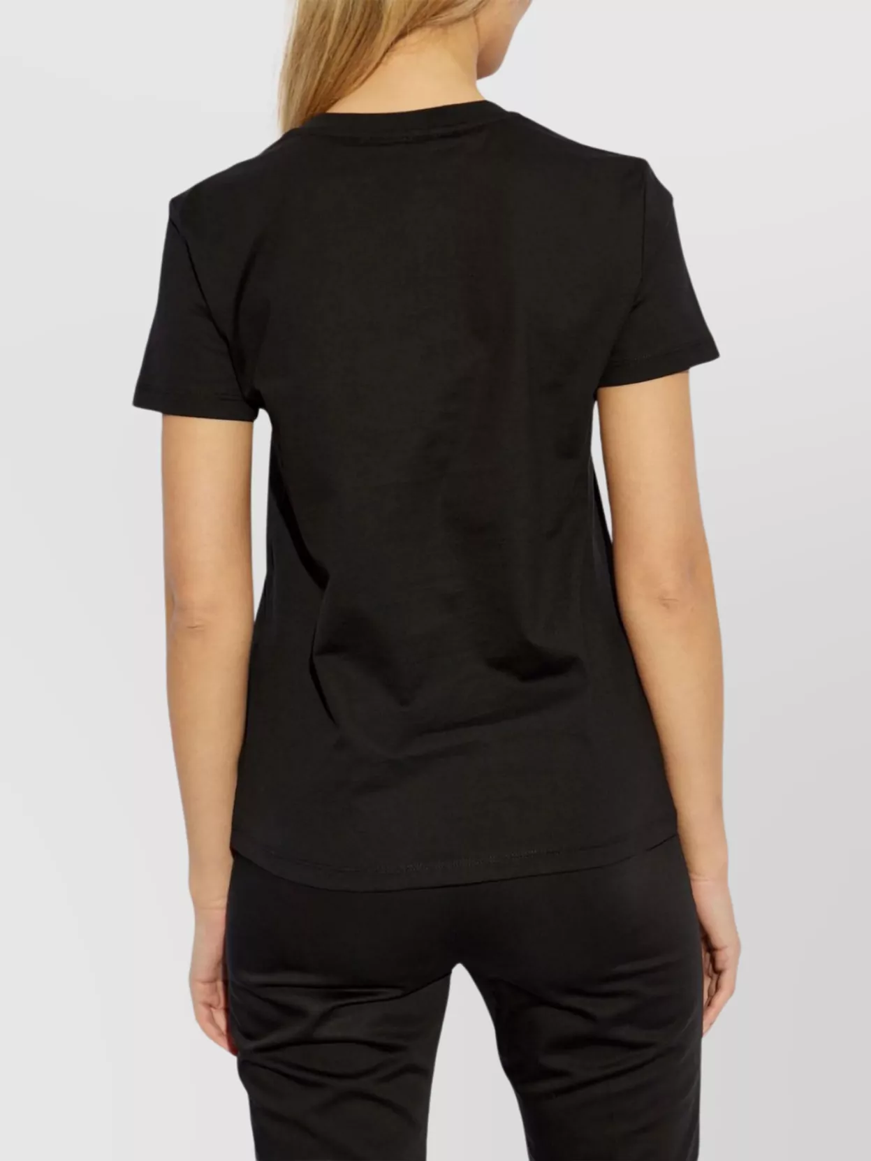 Max Mara Crew Neck Short Sleeve Top With Pocket In Black