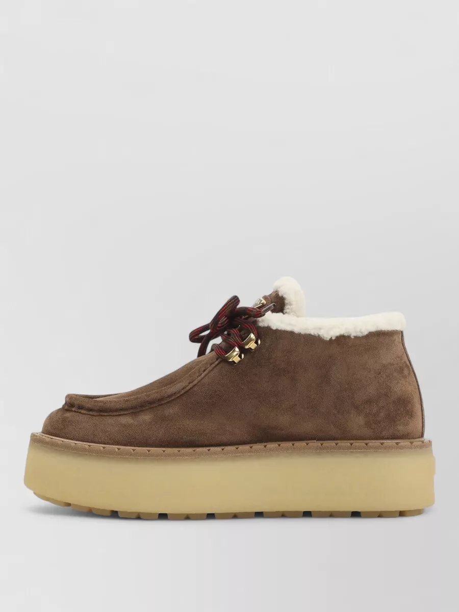 Prada Suede Lace-Up Ankle Boots