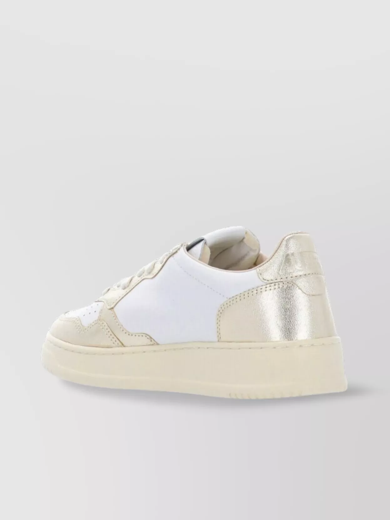 Autry Low Top Leather Sneakers With Metallic Accents In White