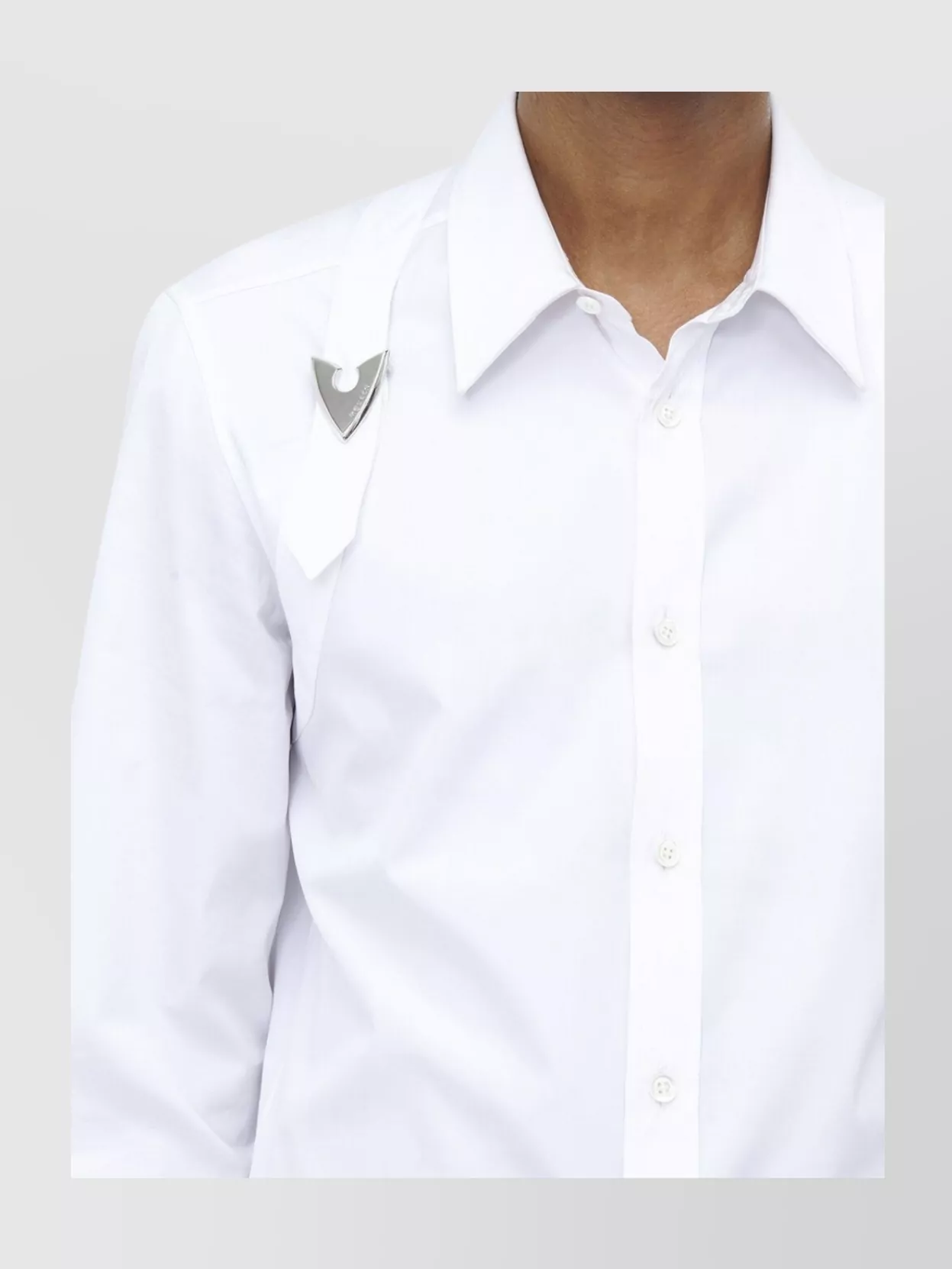 Alexander Mcqueen Point Collar Metal Embellishment Curved Hem Shirt