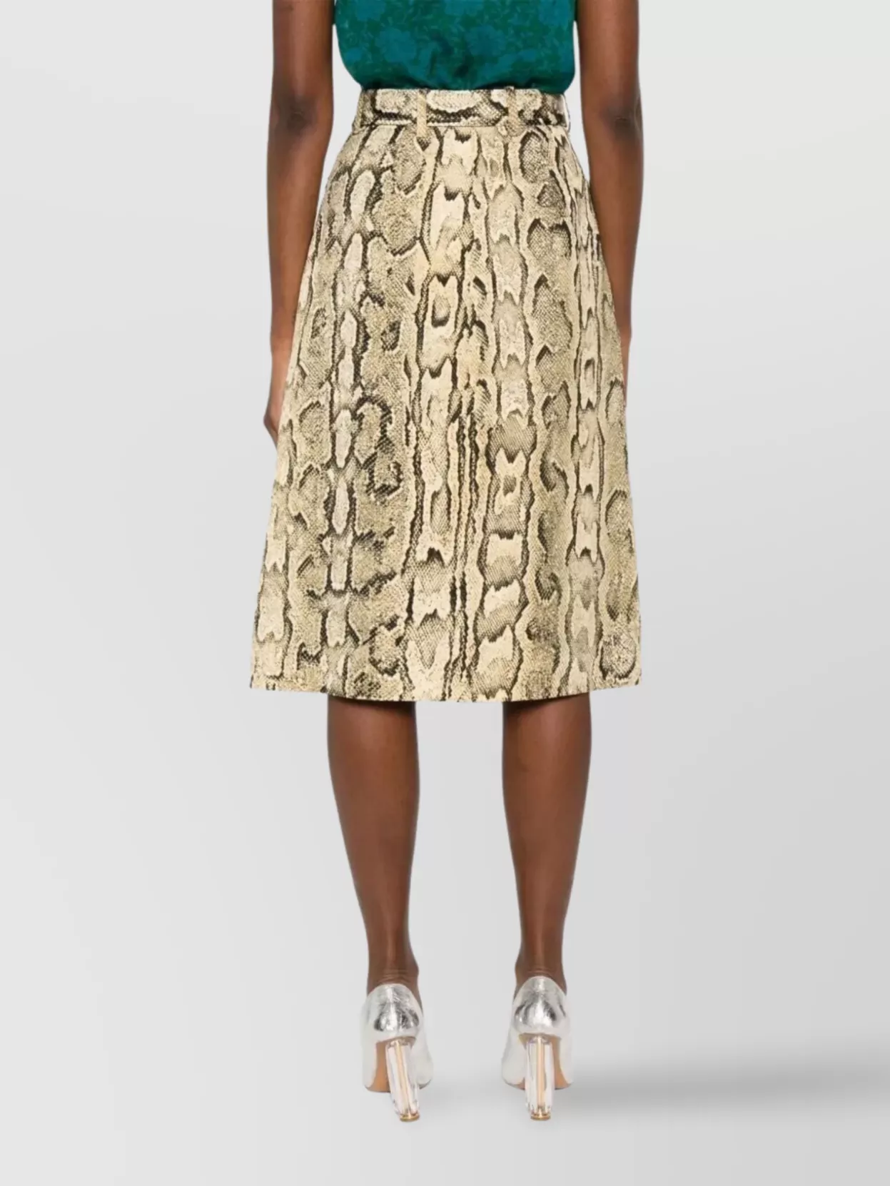 Dries Van Noten Midi Skirt With Belted Waist And Slit In Brown