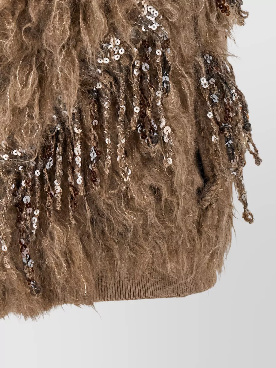 Brunello Cucinelli Mohair-Blend Sleeveless Sequin Zip Cardigan