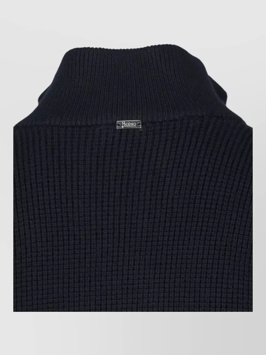Herno Virgin Wool Quilted Ribbed High Neck Padded Coat