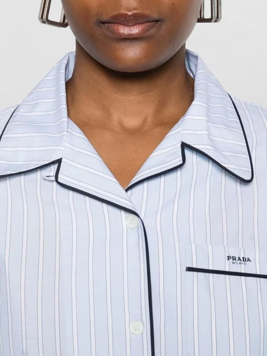 Prada Cotton Logo-Embroidered Loungewear Shirt