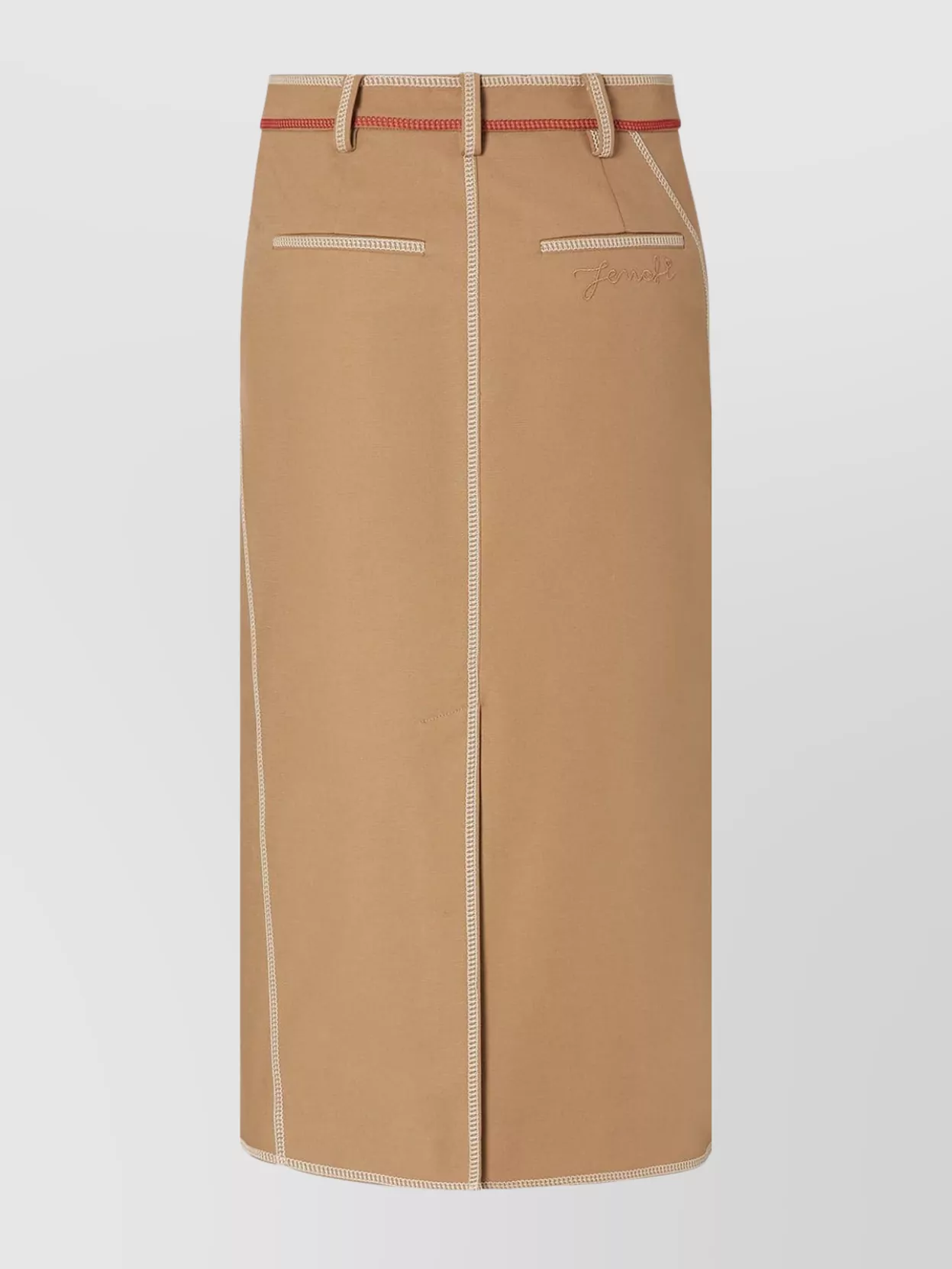 Fendi Compact Skirt Back Pockets In Neutral