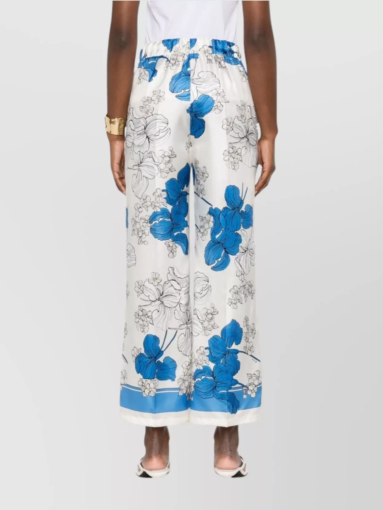 Shop P.a.r.o.s.h Elasticated Waist Wide Leg Trousers In White
