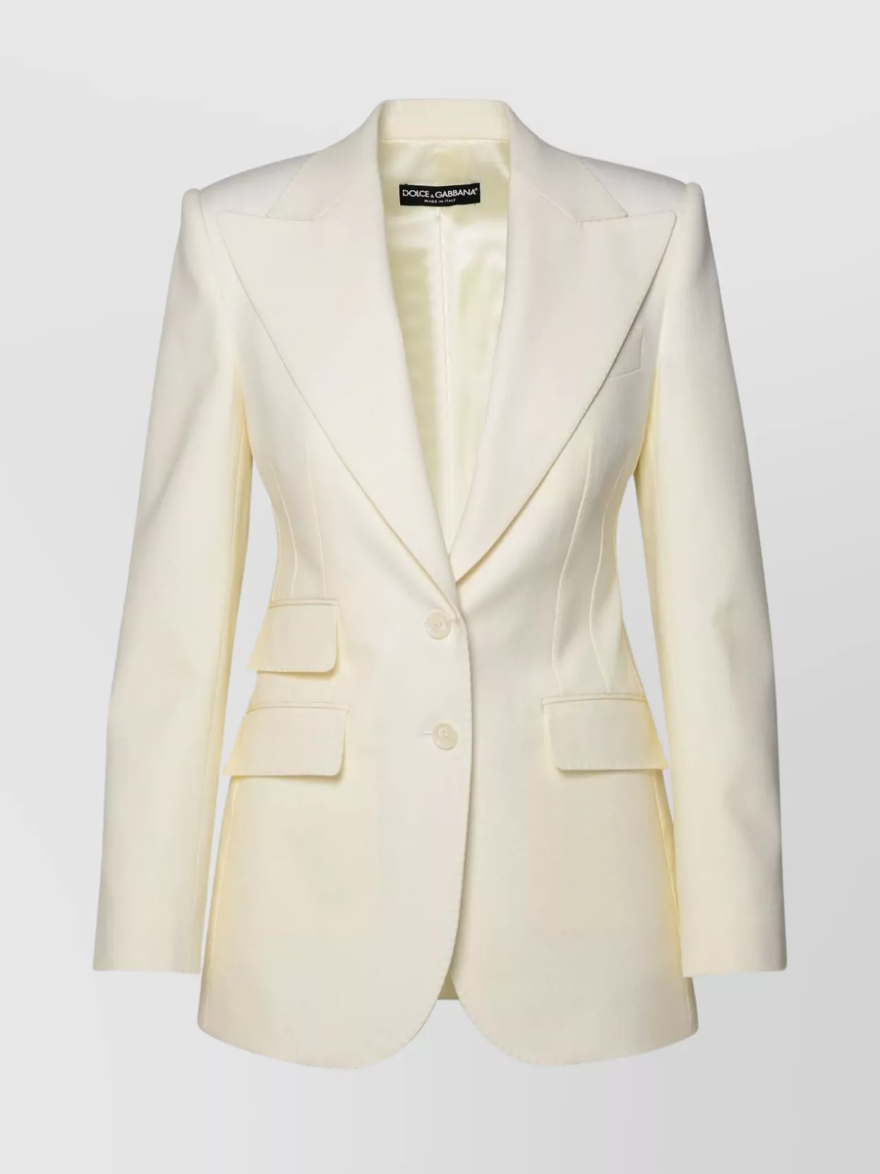 Shop Dolce & Gabbana Structured Wool Blend Blazer With Flap Pockets