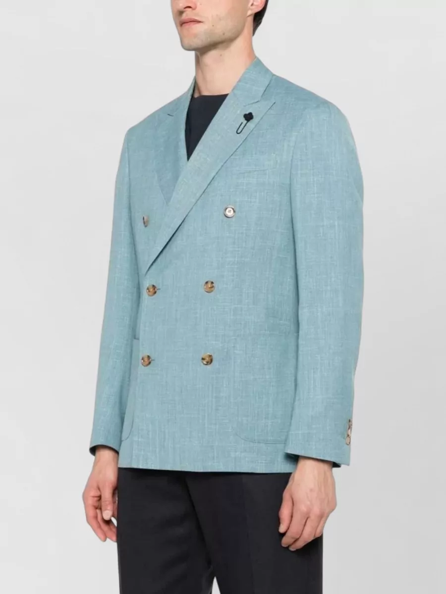 Lardini Wool Silk Linen Double-Breasted Blazer
