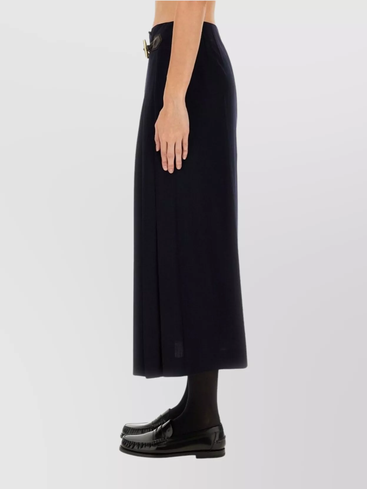 Moschino High Waist Pleated Midi Skirt Toggle