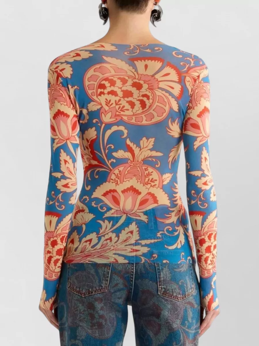 Etro Floral-Print Long-Sleeve Blouse
