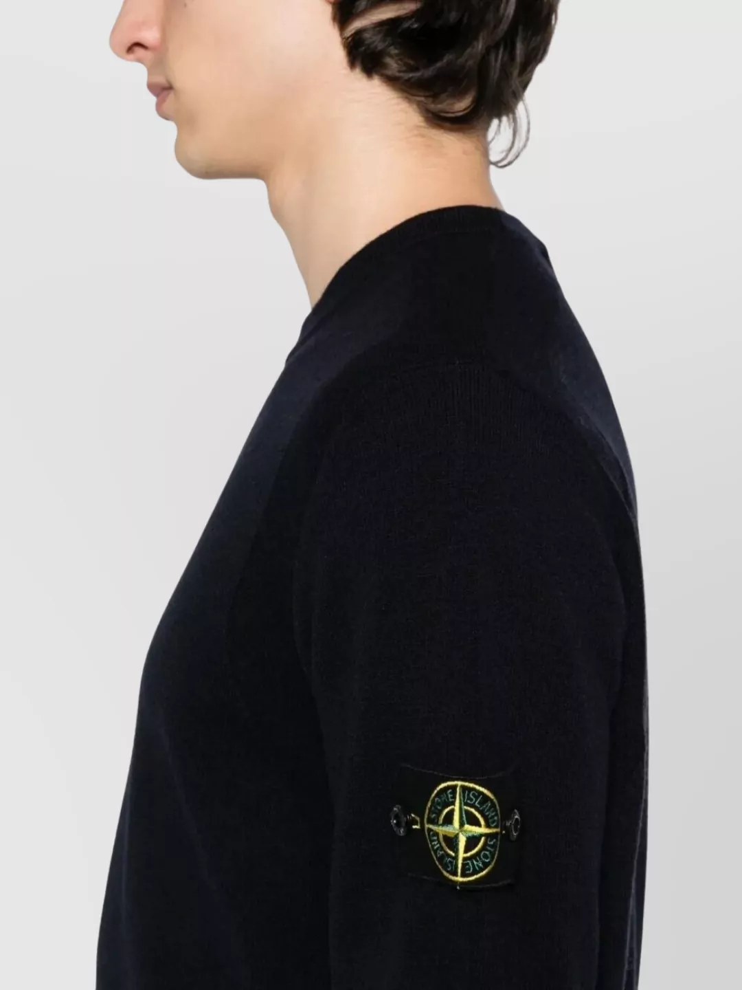 Stone Island Wool Crewneck Sweater Ribbed Cuffs