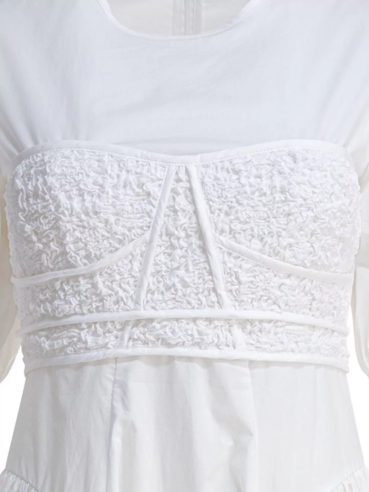 Cecilie Bahnsen Waist Fitted Gathered Skirt Puff Sleeves Textured Bodice