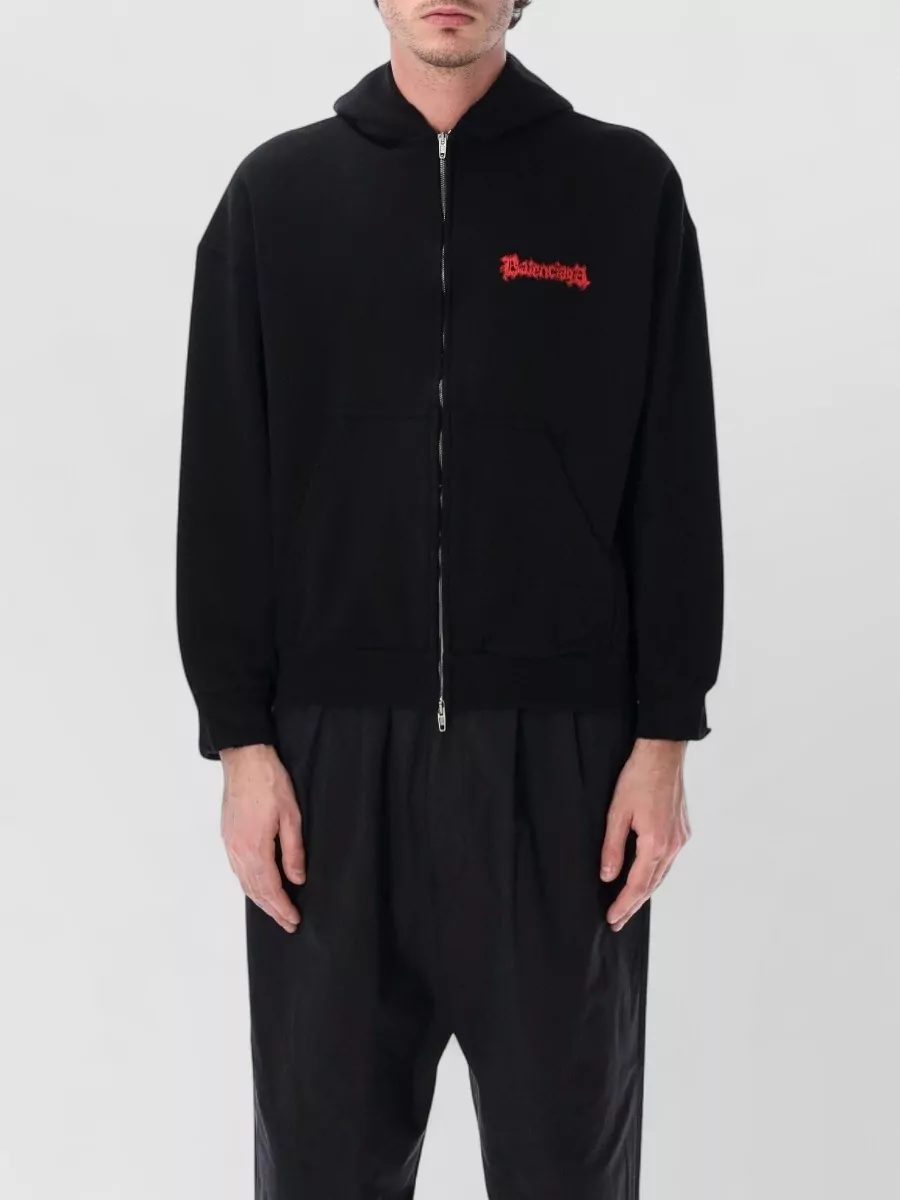 Balenciaga Cotton Printed Zip Up Hoodie