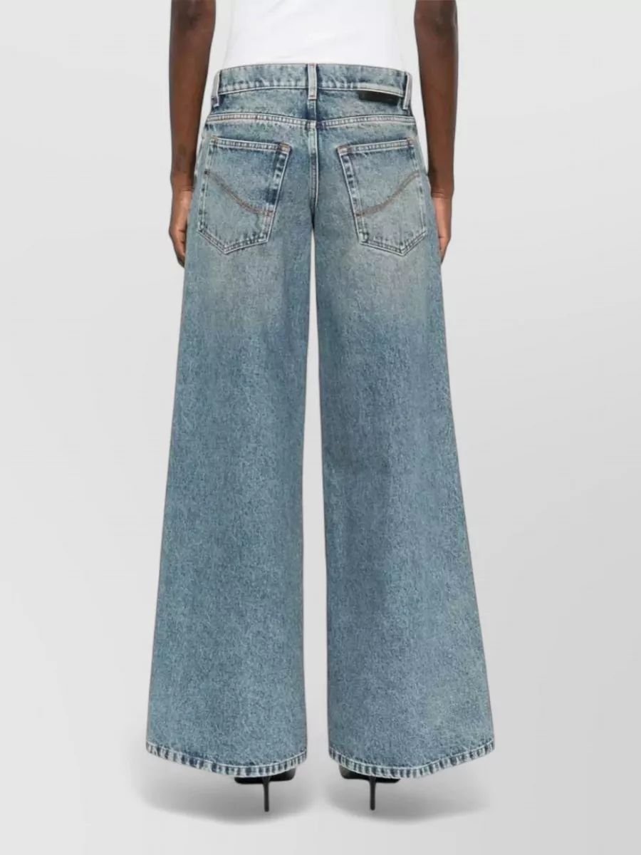 Stella Mccartney Denim Wide Leg Trousers Lace Up Waist