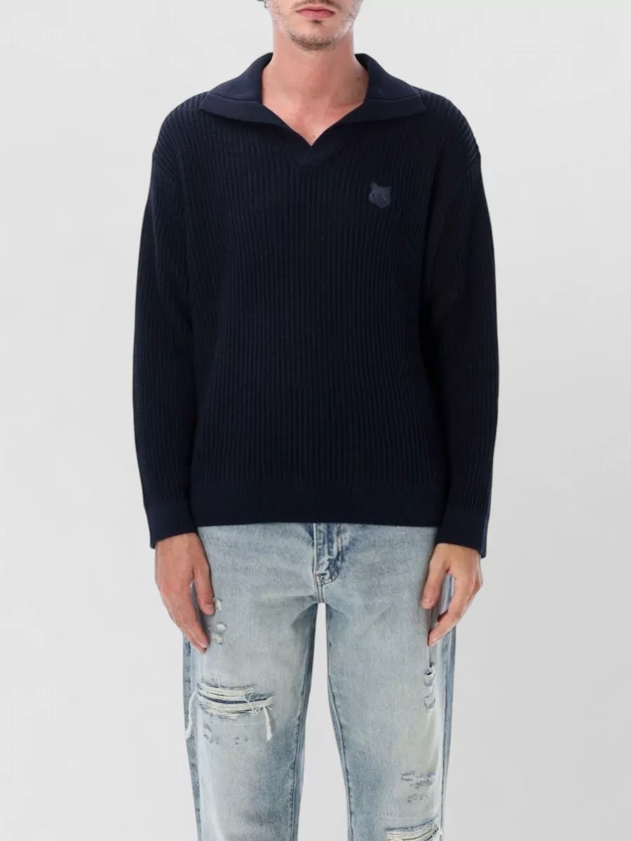 Maison Kitsuné Cotton ribbed polo jumper