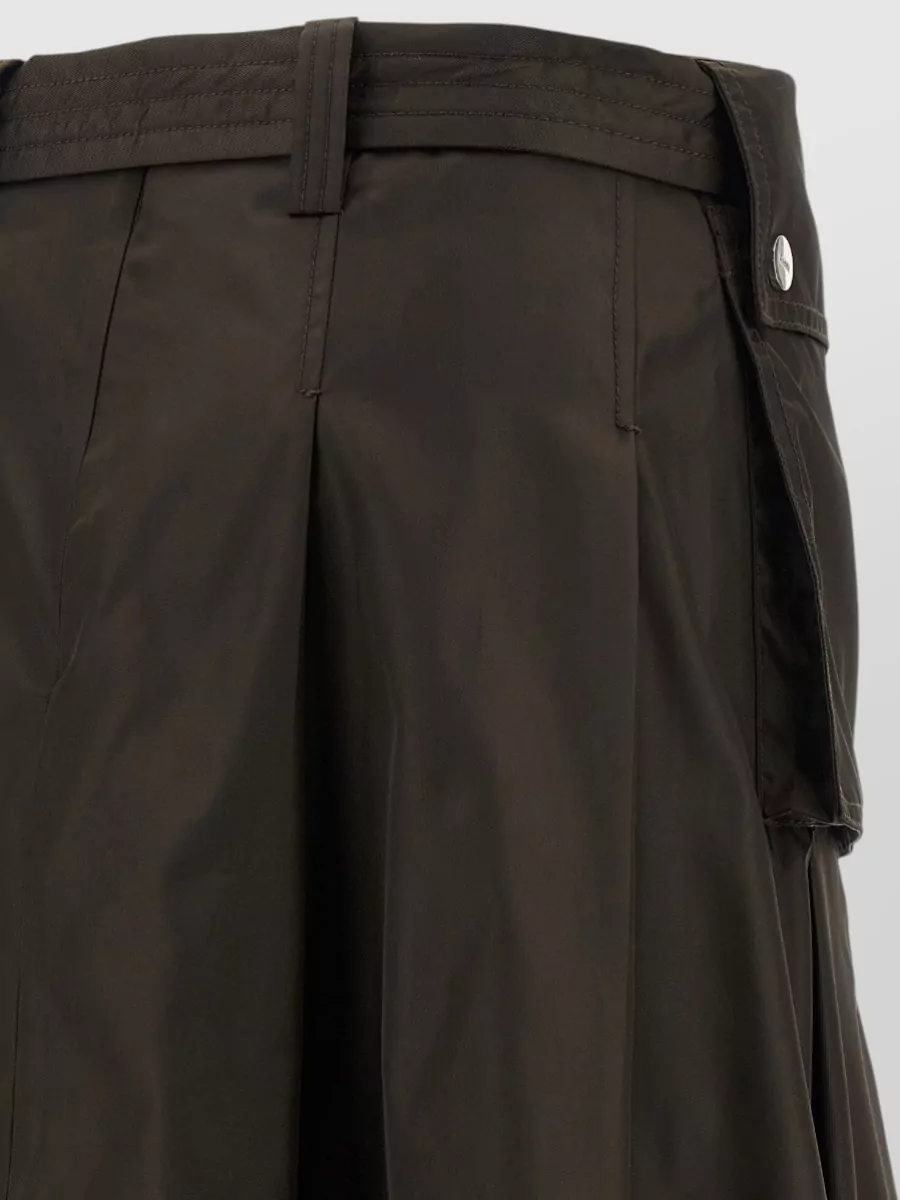Ganni Duchesse Nylon Pleated Midi A-Line Skirt