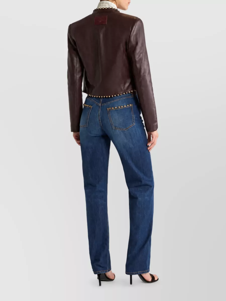 Etro Studded Cropped Leather Jacket