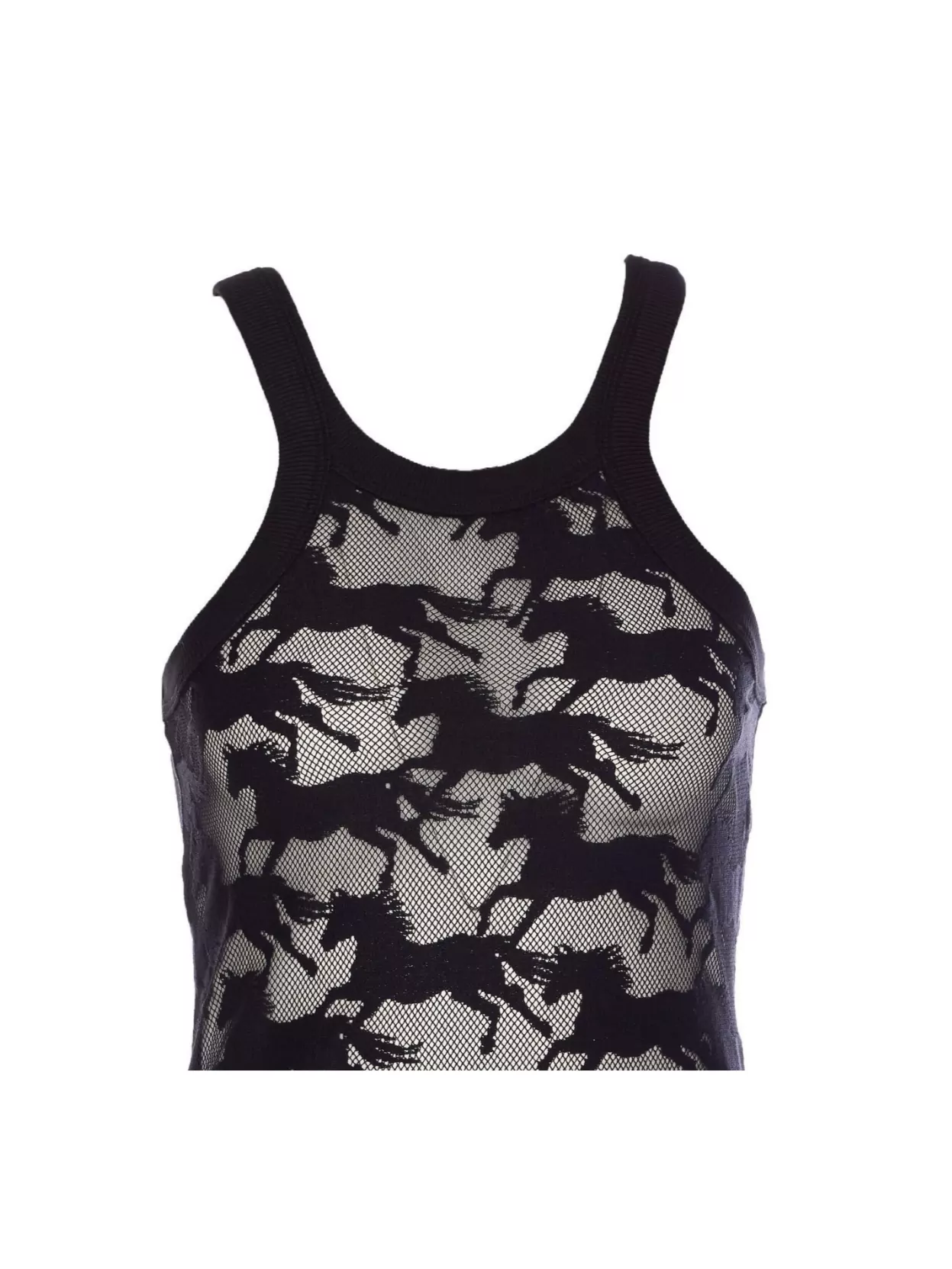 Shop Pinko Horse Embroidered Mesh Racerback Tank Top