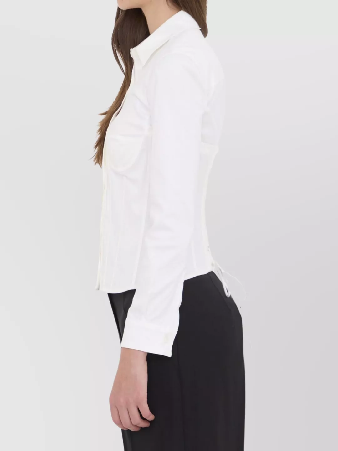Balenciaga Corseted Stretch Poplin Button-up Shirt In White