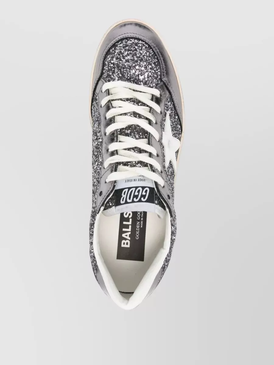 Golden Goose Leather Glitter Low-Top Sneakers