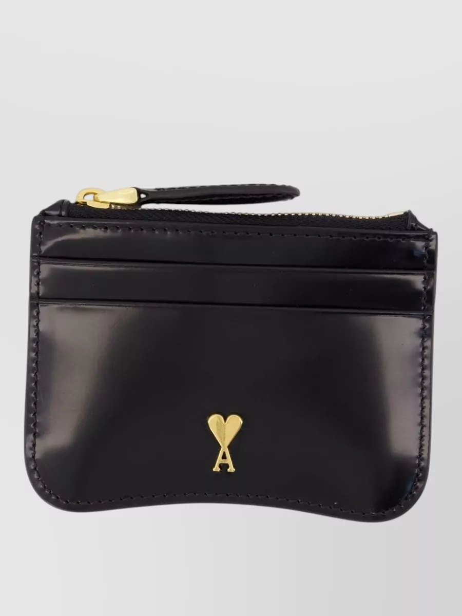 Ami Paris leather zip cardholder