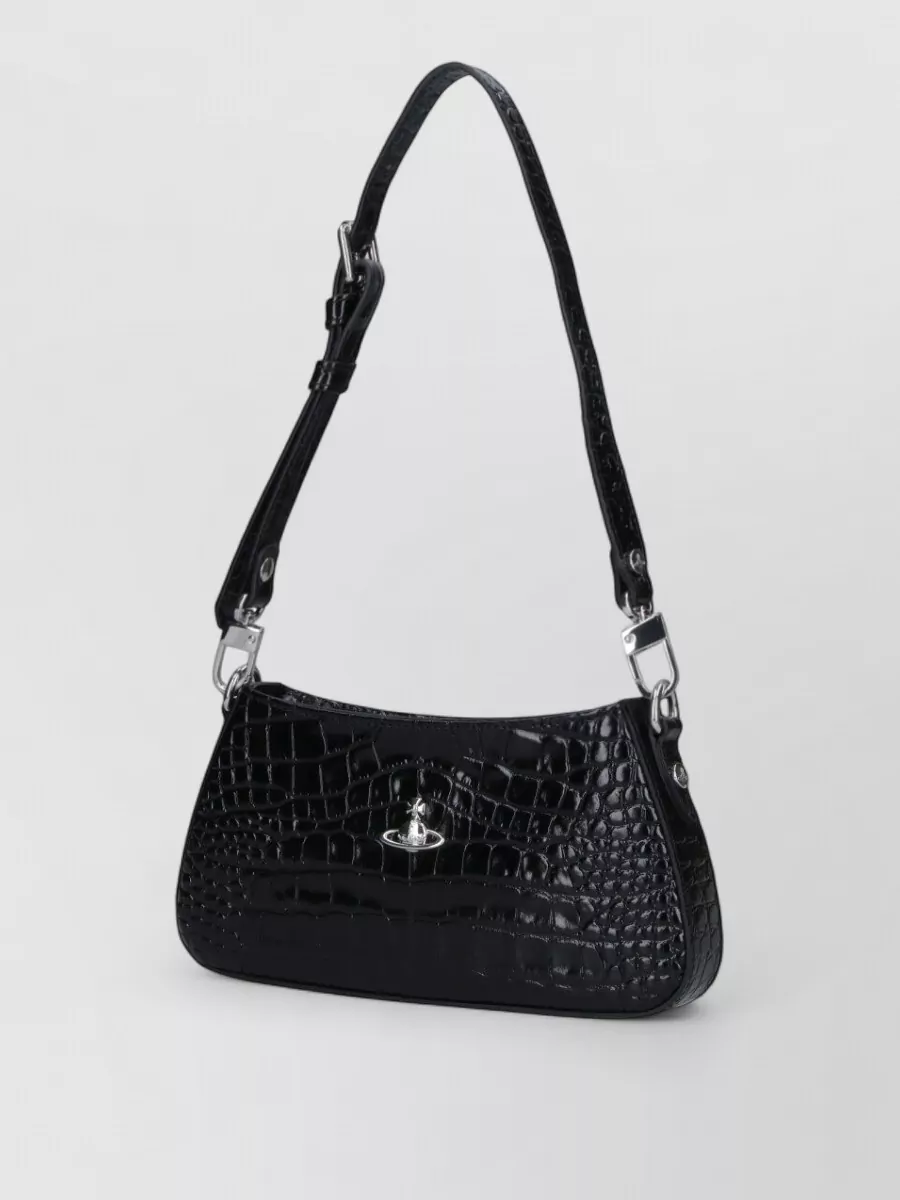 Vivienne Westwood Shoulder Bag Adjustable Strap Crocodile Texture Hardware
