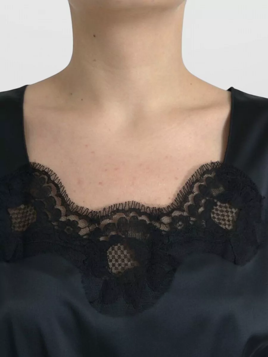 Dolce&Gabbana Silk Lace Trim Midi Dress