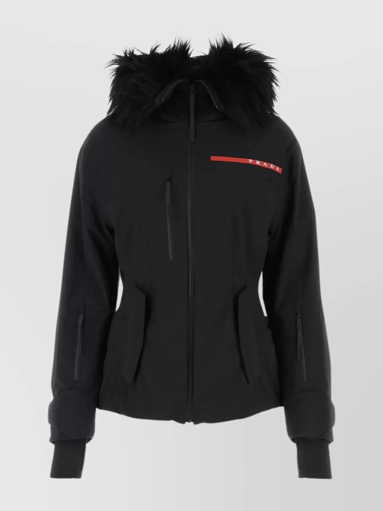 Shop Prada Versatile Ski Jacket With Adjustable Straps And Fur Trim Hood